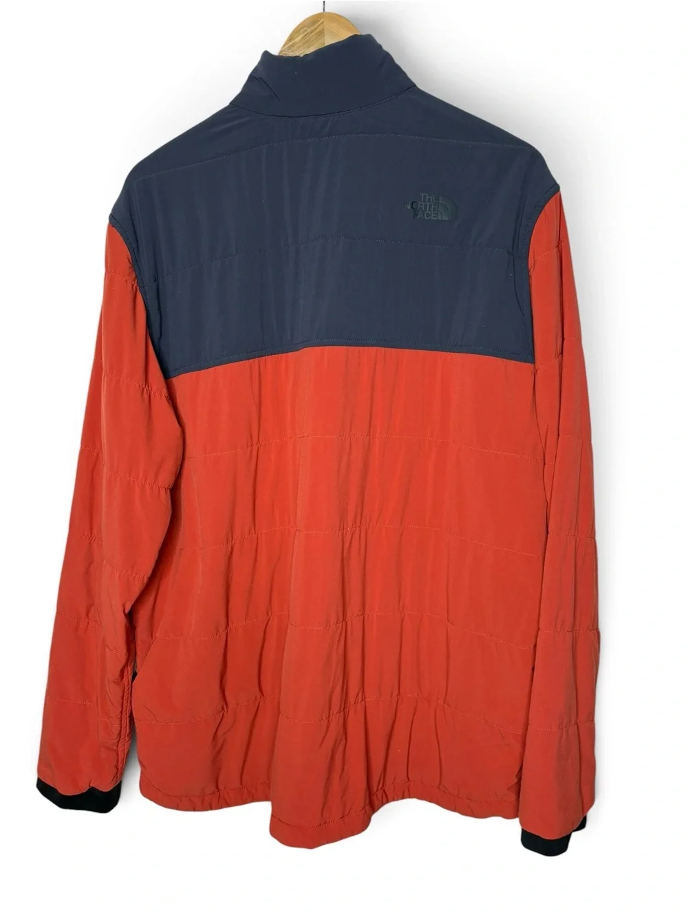 The North Face Mountain Sweatshirt quarter-zip pullover orange and dark grey XL